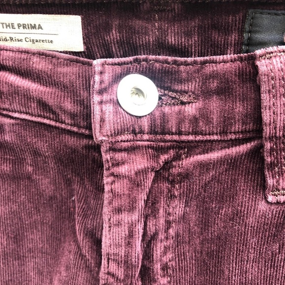 AG ADRIANO GOLDSCHMIED THE PRIMA BURGUNDY CORDUROY MID RISE CIGARETTE PANTS - Picture 8 of 8
